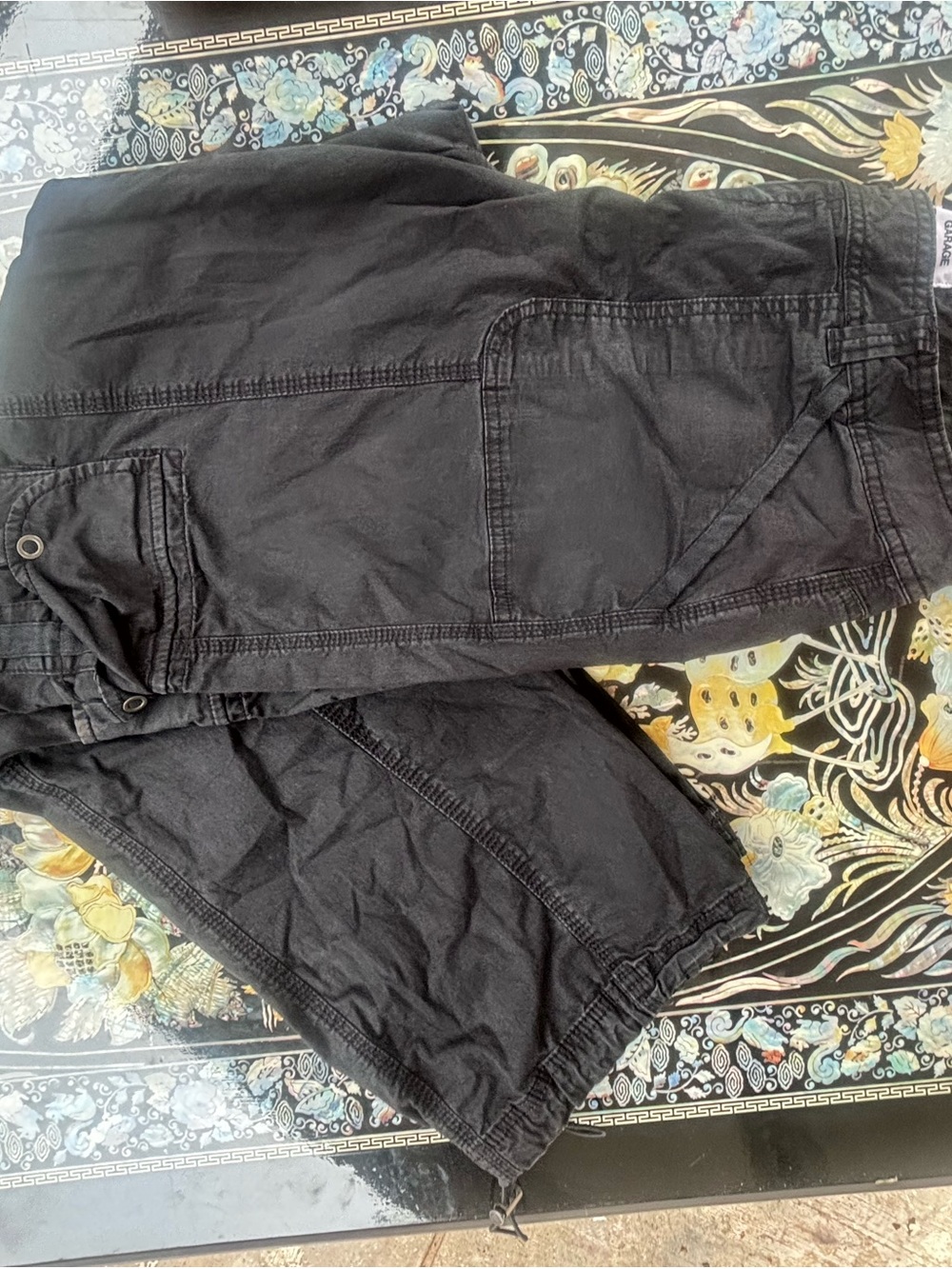 Garage Black Wide Leg Cargo Pants with Utility Pockets